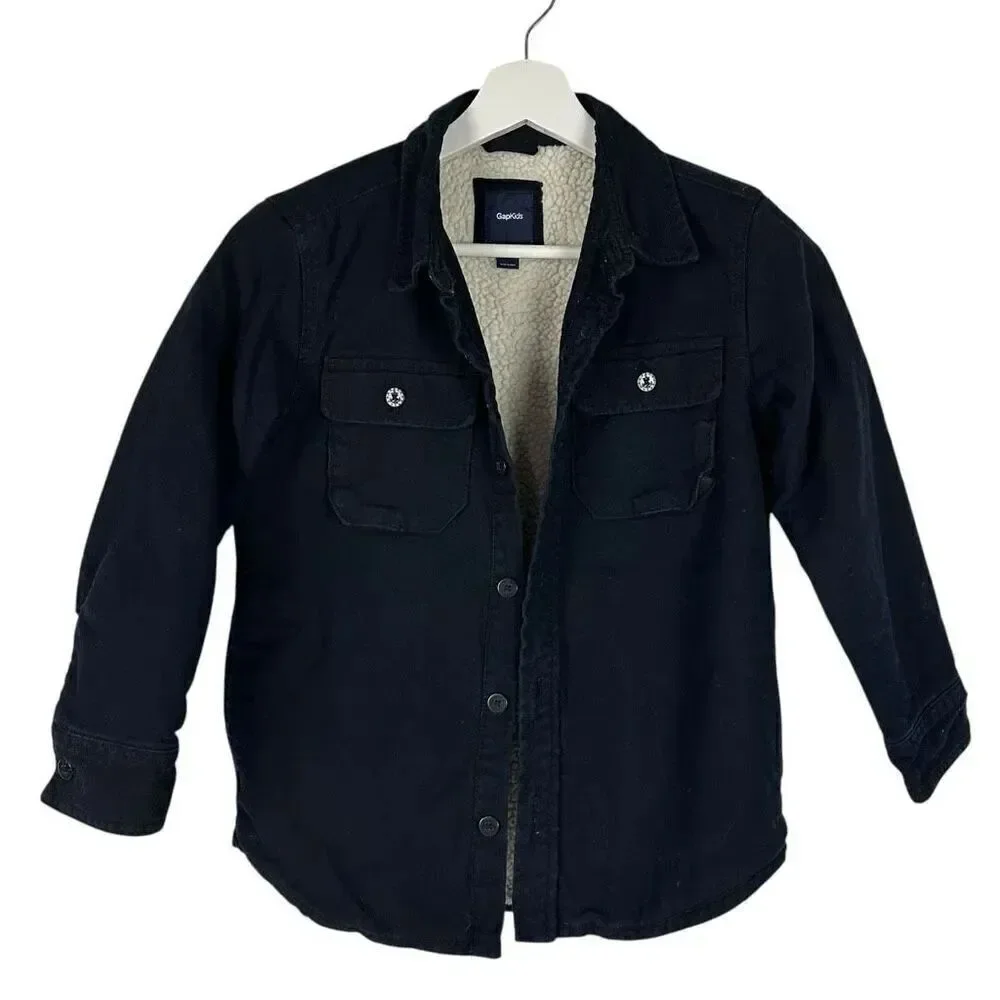 Gap Kids Navy Sherpa Lined Shacket Medium 8-9